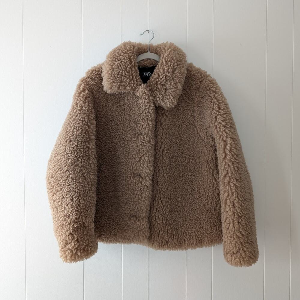 Zara Teddy Coat in Light Brown